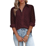 Solid Color Women 's Shirt Winter Wear Long-sleeved Top Loose All-matching Blouses
