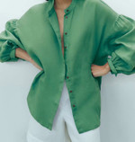 Summer Multi-color Women's Puff Sleeve Temperament Shirt Linen Top Casual Loose Blouses