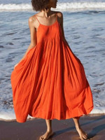 Women's Dress Solid Color Bohemian Sling Swing