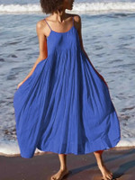 Women's Dress Solid Color Bohemian Sling Swing