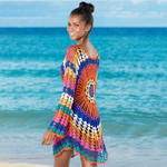 Handmade Crocheted Sexy Cutout Sunflower Beach Skirt Bohemian Ethnic Style Vacation 4 Colors