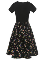 Short Sleeve Stitching Round-neck High Waist Printed Large Swing Pocket Polka Dot Puffy Long Dress