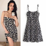 Women's Fashion Daisy Print Sling Slim-fit Slimming Dress