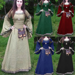 Women's Classic Medieval Long-sleeved Round Neck Slim-fit Dress