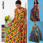 Digital Women 's Printed Wear Sexy Multi-wear Dress African Style Split