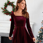 Veet Square Collar Dress Christmas Women's Clothing