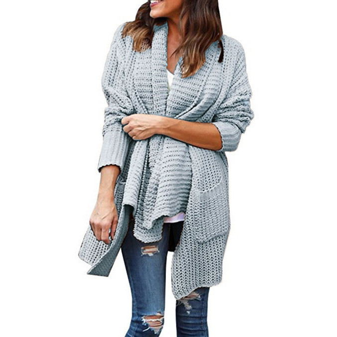 Knitwear Loose Large Size Double Pocket Irregular Lapel Sweater Cardigan