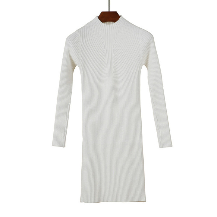 Women's Long-sleeved Knitted Dress Mid-length Sweater Long Long Dresses