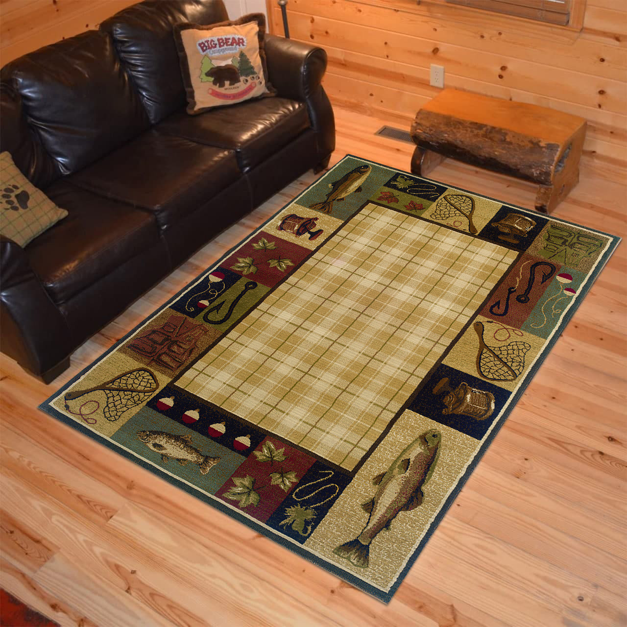 Rugs in Living Room and Bedroom - Fishing area rug rustic style rug living room rug home decor