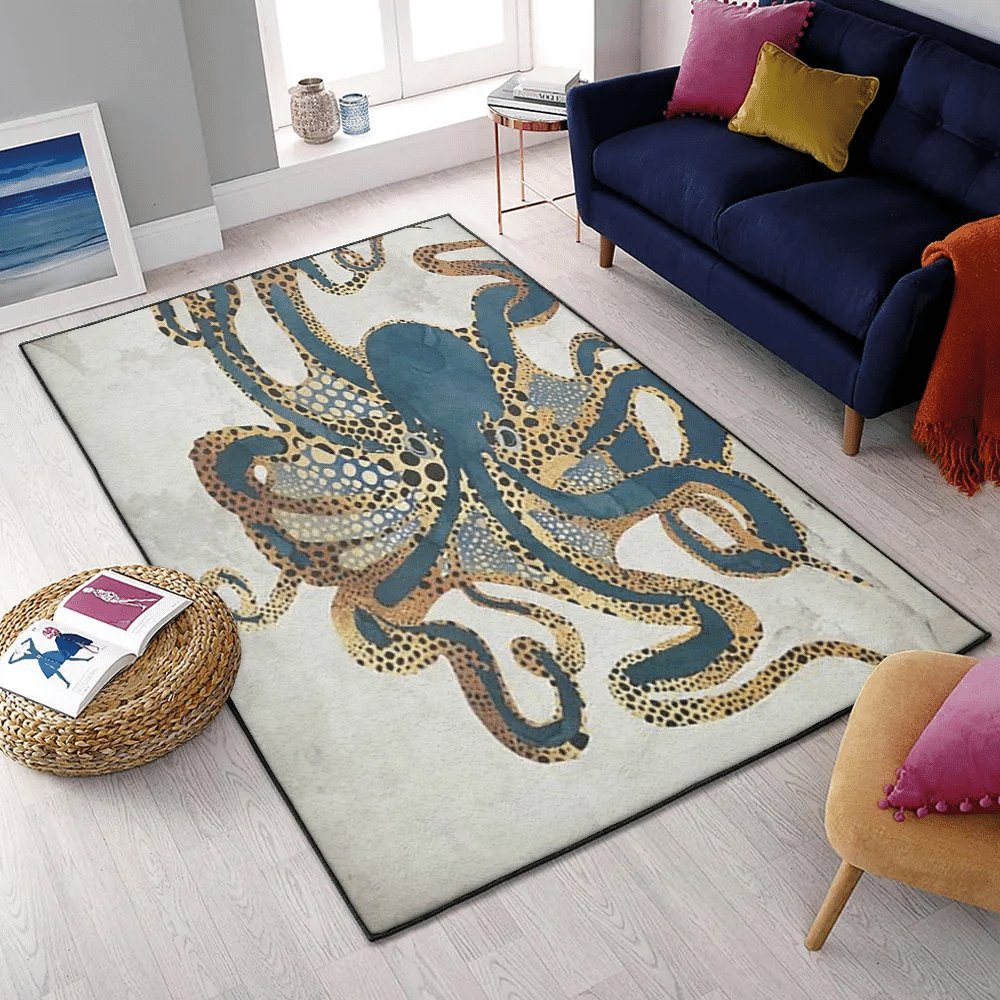Skull and Octopus Tentacles Pattern Area Rugs Bedroom Rug Living Room Floor Mat 