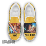 Nami x Nico Robin Shoes Custom One Piece Anime Slip-On Sneakers