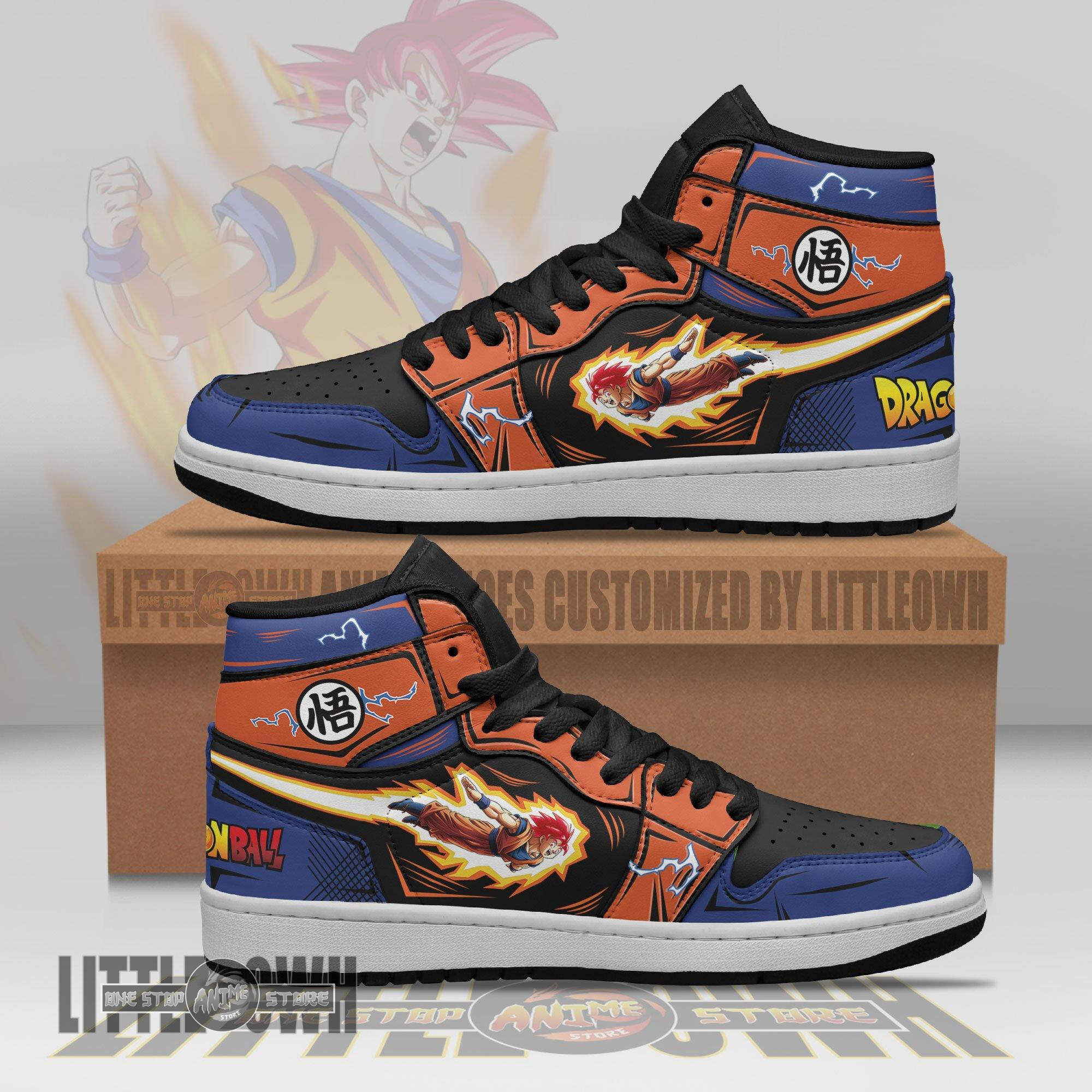 Son Goku Saiyan God Anime Shoes Dragon Ball Jordan Sneakers - LittleOwh