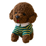 9 Inch Cute Brown Teddy Wearing Striped Clothes Plush Toy