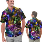 Neon Trumpet Music Staves Men Hawaiian Shirt For Trumpeters In Daily Life