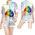 Love Who You Want Rainbow Lips Watercolor Women Hawaiian Shirt For LGBT Community In This Summer - Gift For Owl Lovers
