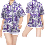 Purple Disc Golf Hibiscus Women Hawaiian Shirt For Outdoor Sport Lovers