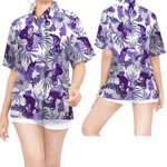 Purple BMX Hibiscus Women Hawaiian Shirt For Extreme Sport Lovers