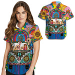 Golden Retriever Hippie Hawaiian Shirt For Women For Hippie Lovers - Gift For Golden Retriever Dog Lovers