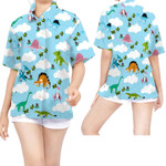 Cute Dinosaurs Women Hawaiian Shirt For Girls In Daily Life - Gift For Dinosaur Lovers