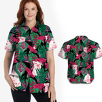 Lovely Pig Tropical Floral Women Hawaiian Shirt For Pig Lovers