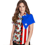 Puerto Rico Flag Hibiscus Coqui Frog Women Hawaiian Shirt For Puerto Ricans Or Boricua - Gift For Frog Lovers