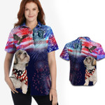 Shih Tzu Fireworks American Independence Day Women Hawaiian Shirt - Gift For Shihtzu Dog Lovers