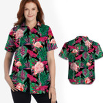 Flamingo Tropical Floral Women Hawaiian Shirt For Flamingo Lovers
