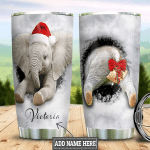 Personalized Christmas Elephant Snow Through Stainless Steel Tumbler