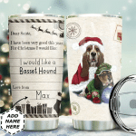 Personalized Christmas Letter Basset Hound Stainless Steel Tumbler