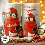 Personalized Penguin Christmas Stainless Steel Tumbler