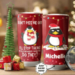 Personalized Penguin Christmas Stainless Steel Tumbler