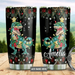 Personalized Dinosaur Christmas Stainless Steel Tumbler