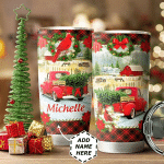 Personalized Christmas Truck Stainless Steel Tumbler