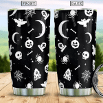 Halloween Moon Sky Background Witch Boo Ghost Scary Pumpkin Trick Or Treat Halloween Stainless Steel Tumbler