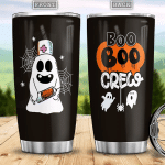 Boo Boo Crew Happy Halloween Patterns Boo Ghost Scary Pumpkin Trick Or Treat Halloween Stainless Steel Tumbler