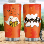 Boooooks Funny Ghost Halloween Puns Boo Ghost Scary Pumpkin Trick Or Treat Halloween Stainless Steel Tumbler
