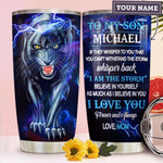 Larvasy Black Panther To My Son Personalized Stainless Steel Tumbler