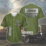 Larvasy Personalized Custom Name Green Jeep Baseball Tee Jersey Shirt