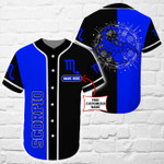 Larvasy Personalized Custom Name Scorpio Blue Baseball Tee Jersey Shirt