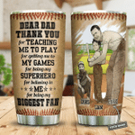Larvasy Baseball Dad Biggest Fan Of His Sons Personalized Stainless Steel Tumbler