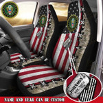 Custom Name Us Veteran 3D Design Print Car Seat Covers Proud Military