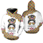 Gift For Mother Mother Day Gift Autism Mom Messy Bun Hoodie 3D