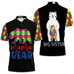 Mama Bear Big Sister Autism Support Polo Shirt