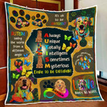 Golden Retriever Autism Awareness Quilt Blanket