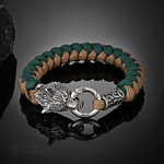 Handmade Norse Celtic Wolf Head Bracelets Men Viking - Viking Bracelet - Myvikinggear Store