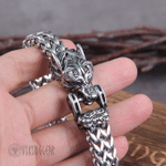 Viking Wolf|Raven|Bear Bracelet Stainless Steel Mesh Chain Can Open Wolf|Raven|Bear Mouth - Viking Bracelet - Myvikinggear Store