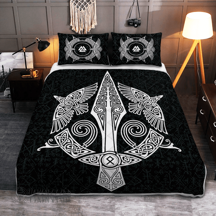 Raven And Spear Of Odin - Viking Quilt Bedding Set - Myvikinggear Store