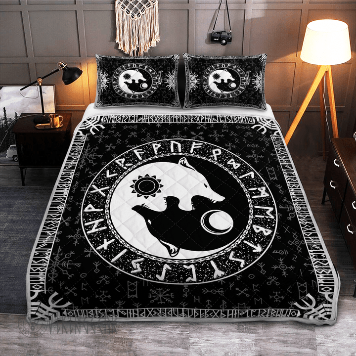 Yin Yang Wolf Viking - Viking Quilt Bedding Set - Myvikinggear Store