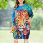 Lion MDQZ2506009Z Oversize Long Sleeve Midi Tunic Dress