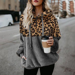 Autumn and Winter Sexy Leopard Print Zipper Plush Sweater